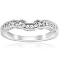 thumbnail image 1 of Bague de Fiançailles et de Mariage Vintage en Or Blanc 14k 1/5 Ct, Anneau Gurad à Encoche Renforcée, 1 of 4