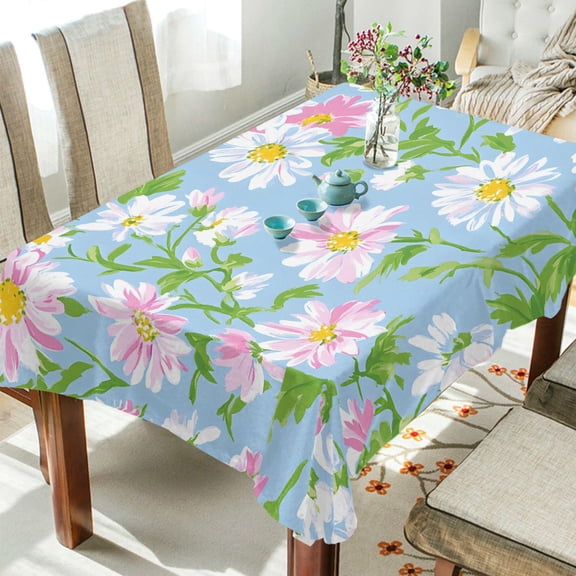 Yayeee Tablecloths 54" x 54" Rectangle Wrinkle Resistant Party Table Cover, Blue Floral