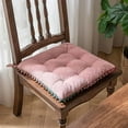 thumbnail image 1 of Nvzi Geometric Pattern Soft Square Chair Pad with Ties Gradient Pom Pom Chair Cushion Garden Patio Home Kitchen Office Seat Cushion (Pink,16"x16"), 1 of 5
