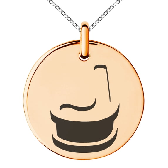 Stainless Steel Letter J Initial 3D Monogram Engraved Small Medallion Circle Charm Pendant Necklace