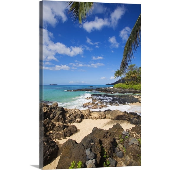 Great BIG Canvas | "Hawaii, Maui, Makena, Maui Wai Or Secret Beach And Rocky Surroundings" Canvas Wall Art - 32x48
