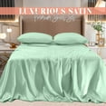 thumbnail image 2 of Elegant Comfort Luxurious 4-Piece Silky Satin Sheet Set, Skin and Hair Friendly, Wrinkle, Fade, Stain Resistant with Deep Pockets Fitted Sheet, Cooling Soft Satin Sheet Set, Cali King, Mint Green, 2 of 5