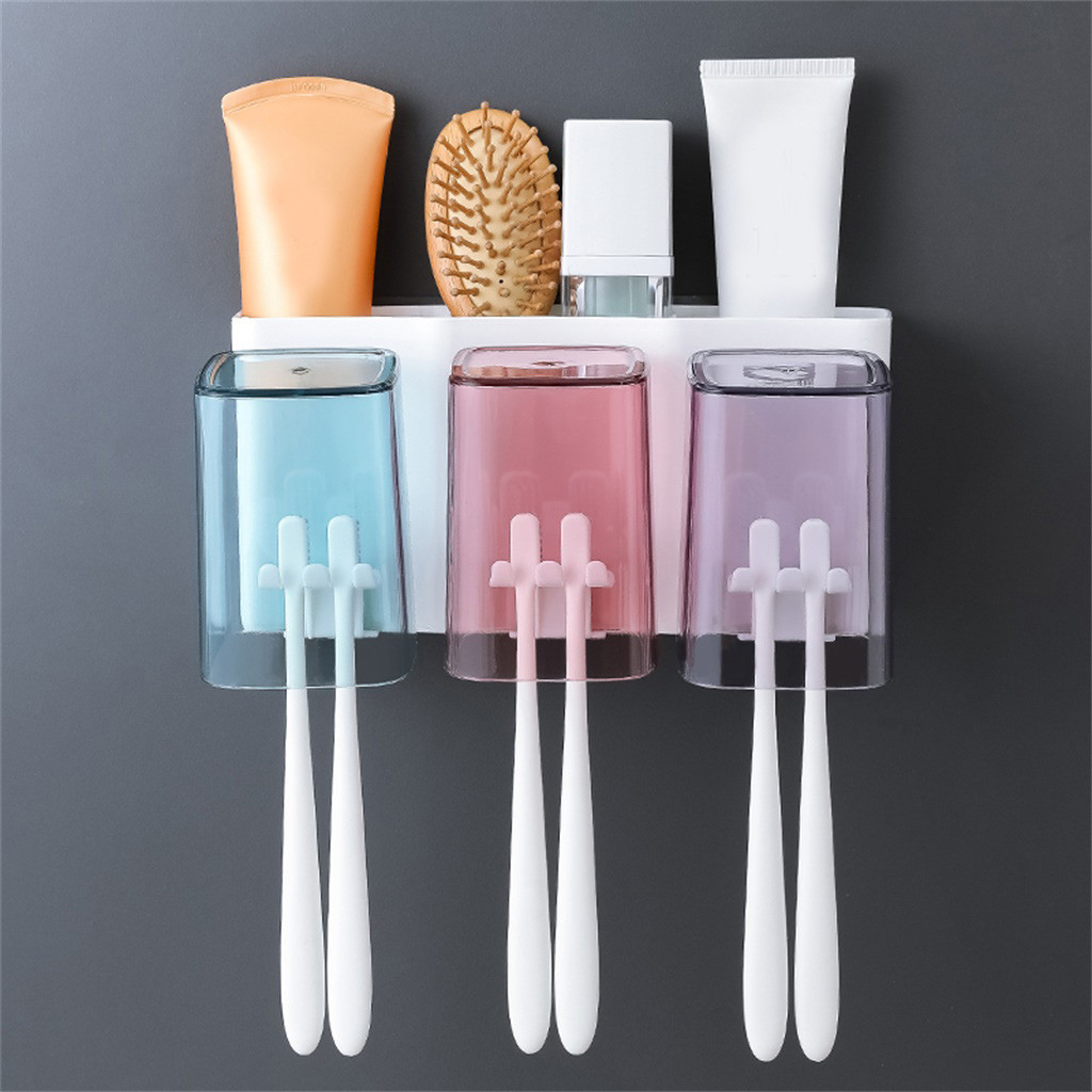 Automatic Toothpaste Dispenser Toothbrush Holder Set Mount Stand