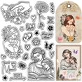 thumbnail image 1 of Sellos de goma transparentes para el Día de la Madre, "Gracias mamá", "Corazón de amor", estilo vintage, reutilizables, de silicona transparente., 1 of 9
