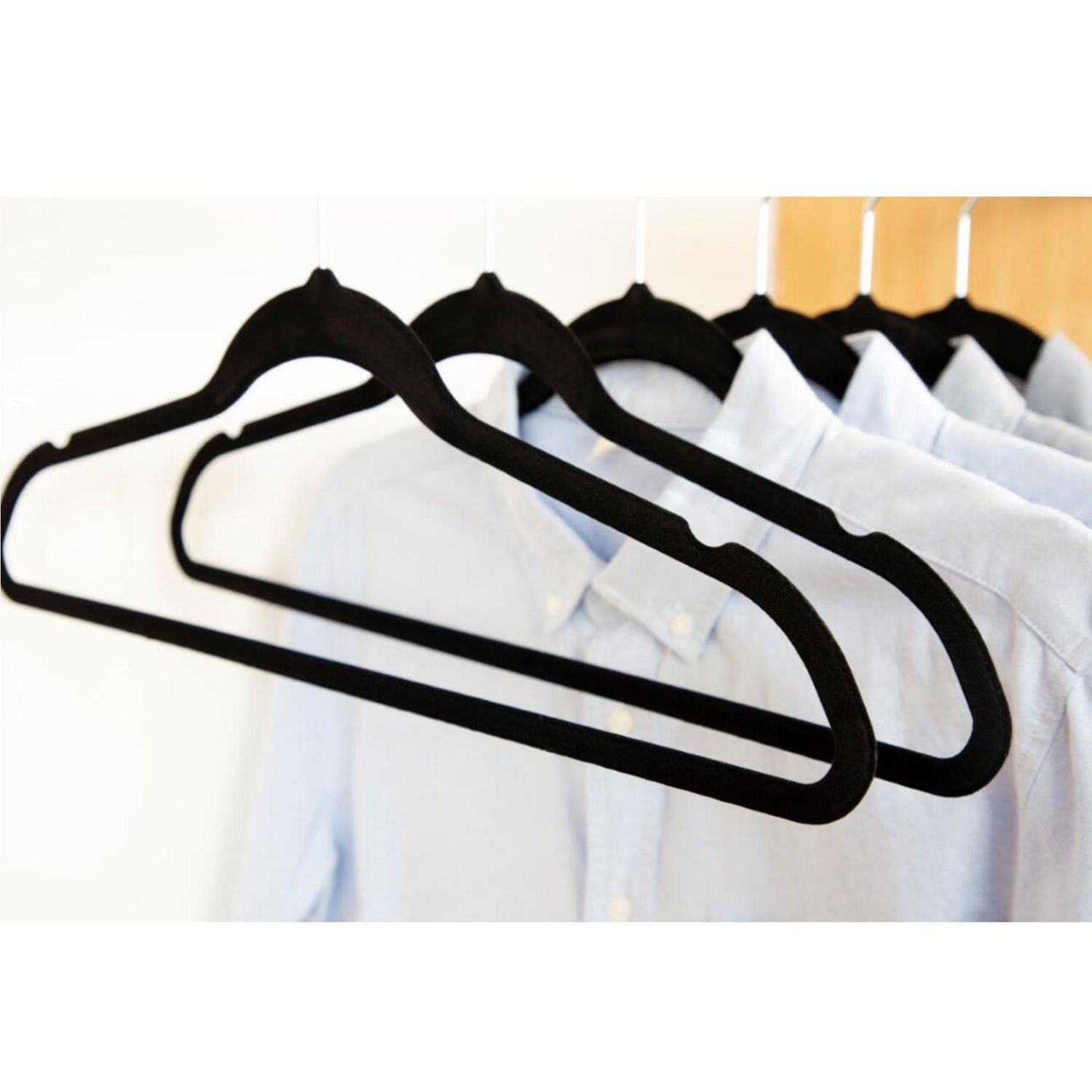 Premium Velvet Hangers - Non-Slip, Durable, Space Saving Felt Hangers for Closet w/ 360 Degree Chrome Swivel Hook - 20 Pack - Black, Non-Slip Felt Hangers 20 count