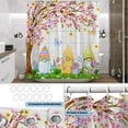 thumbnail image 4 of Spring Gnomes Shower Curtain White Wood Board Flower Butterfly Floral Tree Grassland Bath House Easy Care Polyester Fabric Cute Bathroom Decor Bathtub Sets Home Decorations 72"x72", 4 of 5