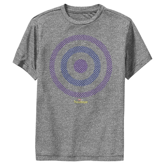 Boy's Marvel Hawkeye Bullseye Performance Graphic Tee Charcoal Heather Small
