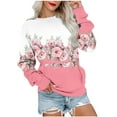 thumbnail image 2 of Meichang Chandails en Molleton pour Femmes Manches Longues Col Rond Coupe Ample Chandail Mode Tunique Graphique Florale Tops Chandails en Molleton à Blocs de Couleur avec Poche, 2 of 5