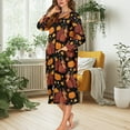 thumbnail image 3 of Xoenoiee Turkey Pumpkin Maple Leaves Print Women Zipper Robe Thanksgiving Long Sleeves Loungewear Dress Full Length Sleepwear Pockets Housecoat Nightgown Long Bathrobe, M, 3 of 6