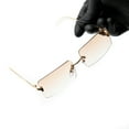 thumbnail image 4 of Light Pink Rose Gold Gradient Tint Rectangular Gold Frame Men's Women's Rimless Sunglasses, 4 of 6