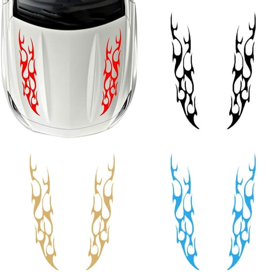 Walbest 2 Pack Car Stickers, Fashion Flame Fire Reflective Car Auto Hood Decals Stickers Decoration