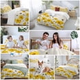 thumbnail image 6 of Yellow Flowers Full Size Comforter Set, Spring Floral Bee Linen Texture Plant Watercolor Bedding for All Seasons, 4 Pcs Bed Set, 1Quiltcover (86"x86") ,1Sheet(80"x116"), 2Pillowcases (30"x20"), 6 of 9