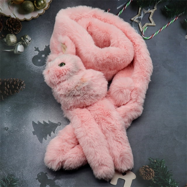 Bufanda de felpa para mujer, babero de animales de dibujos animados a la moda, bufanda de conejo gruesa de terciopelo para otoño e invierno Wmkox8yii jkg3825