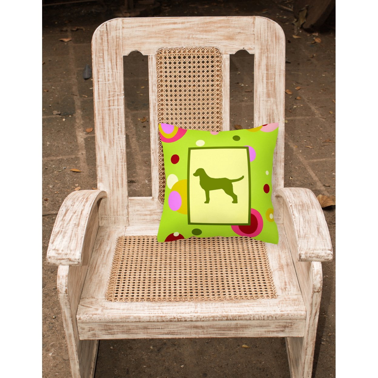 Green Fabric Decorative Pillow with Dog Silhouette