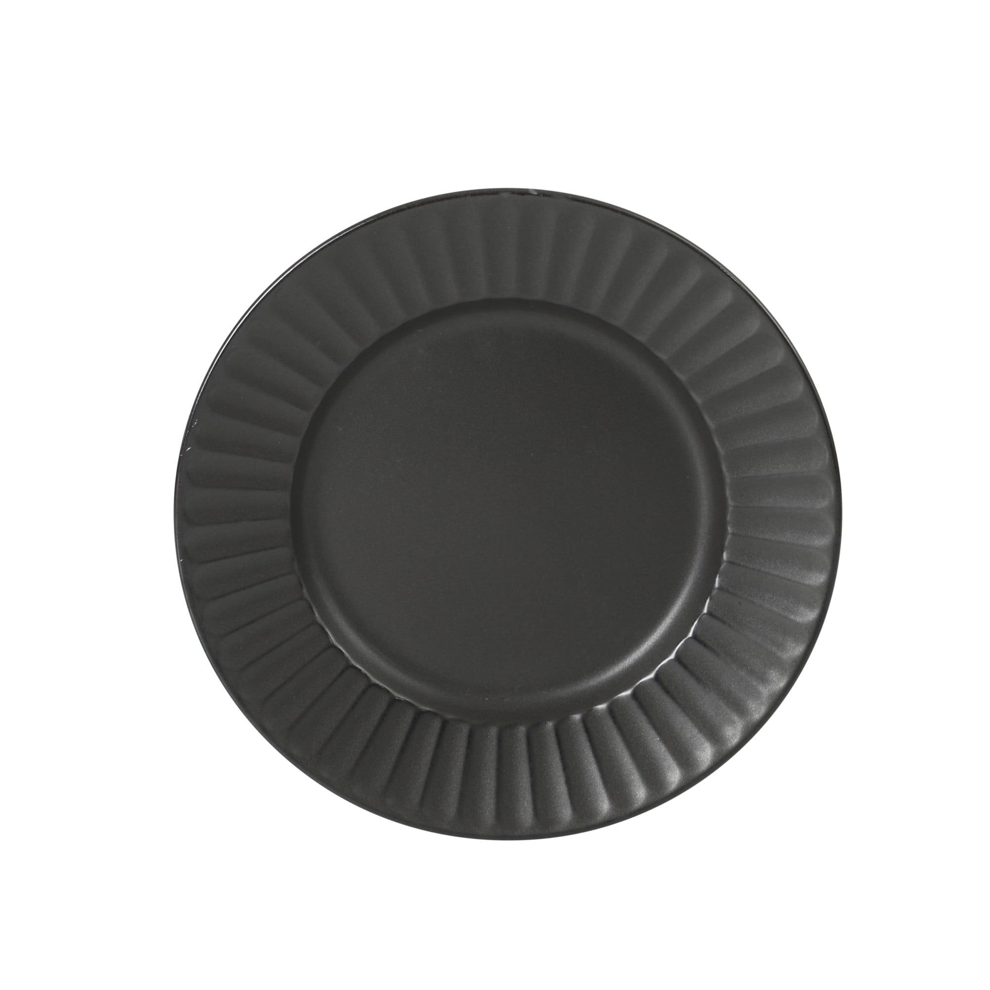 Gibson Elite Winchester Way 12-Piece Embossed Stoneware Dinnerware Set – Reactive Matte Glaze, Durable Lightweight-Tech Plates & Bowls, Everyday Dish Set, Microwave & Dishwasher Safe – Black
