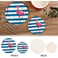 thumbnail image 4 of SKYSONIC Summer Vintage Flamingo Pot Holders Trivets, 2 Pcs Heat Resistant Trivets,Blue White Stripes Cotton Thread Weave Mats for Hot Pads Pans Pot Bowl Teapot for Kitchen Decor, 4 of 7