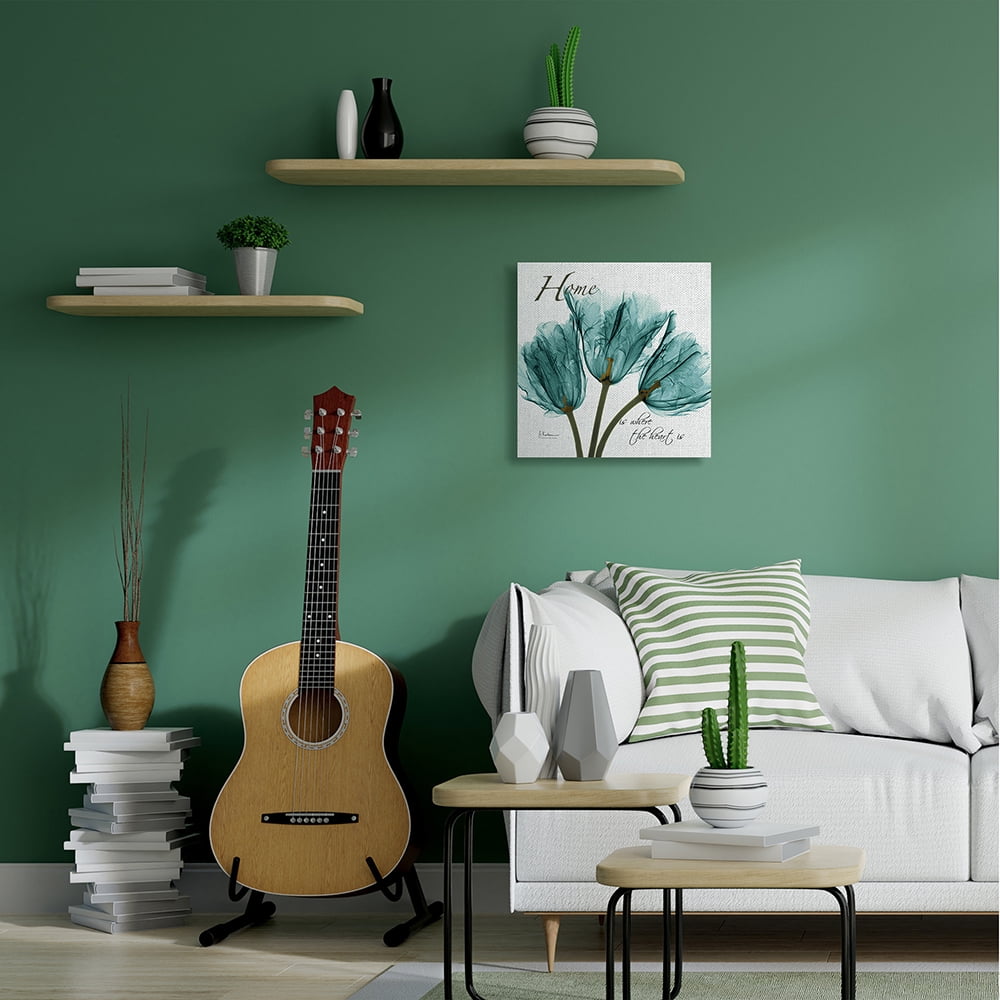 Stupell Industries Unique Blue Tulips Silhouette Home Is Where Quote Canvas Wall Art by Albert Koetsier