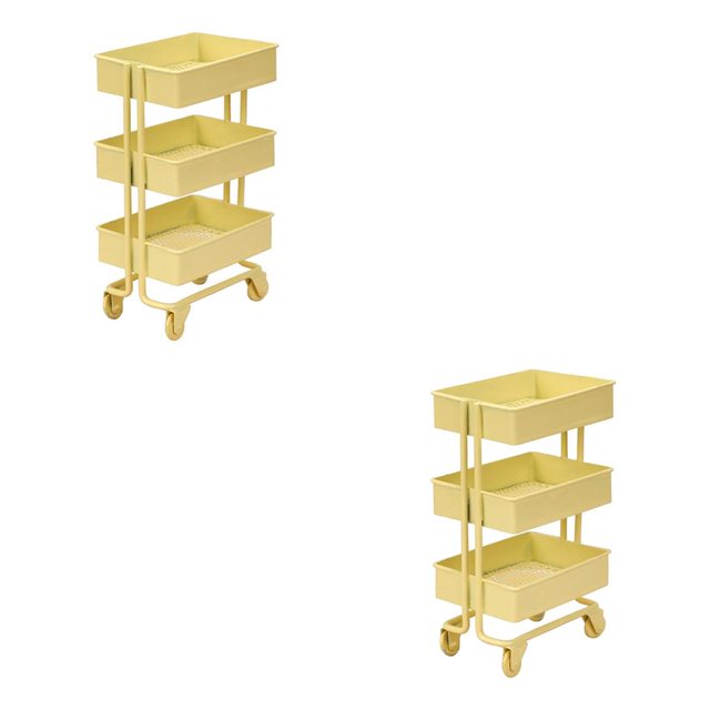 maskred Contemporary 112 Scale Shelf Bookshelf with Wheels for Chic Room Ornaments Yellow 2Set
