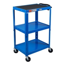 Luxor Leader Adjustable-Height Three-Shelf Media Utility Cart, 24" W x 18" D, Blue