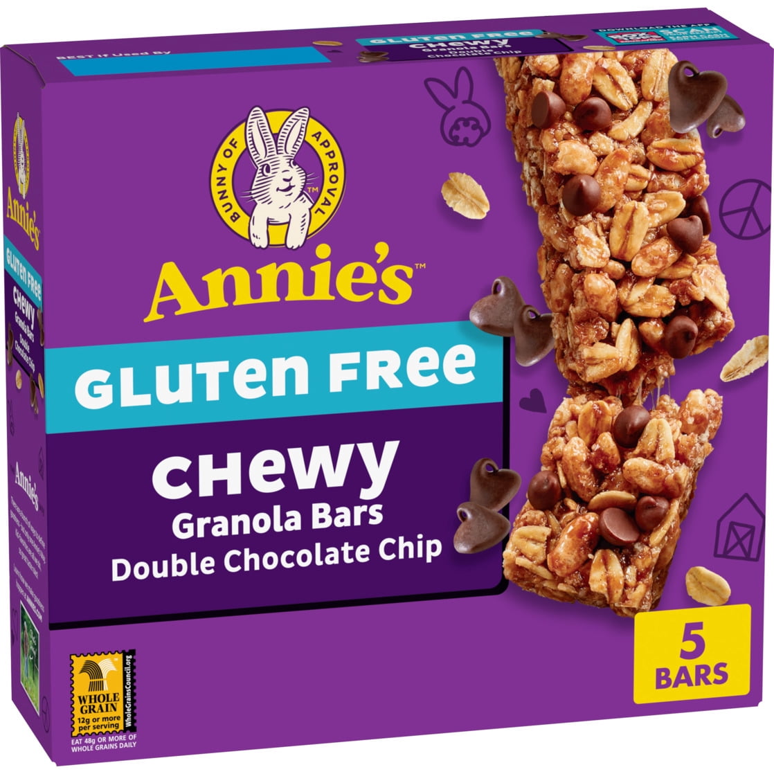 (12 pack) Annie's Gluten Free Chewy Granola Bars, Double Chocolate Chip, 5 Bars, 4.9 oz