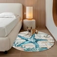 thumbnail image 3 of Teal Starfish Coastal Large Round Rug 8 FT, Non Slip Living Room Area Carpet, Summer Beach Nautical Retro Washable Soft Circle Rug Non-Shedding Floor Carpet for Bedroom Office Dining Room, 3 of 9