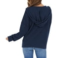 thumbnail image 3 of Baberdicy Cardigan Sweater Women's Autumn and Winter Fashion Solid Color Drawstring Hooded Solid Color Jacket Fashion Casual Cardigan Zipper Women's Cardigans Navy, 3 of 3