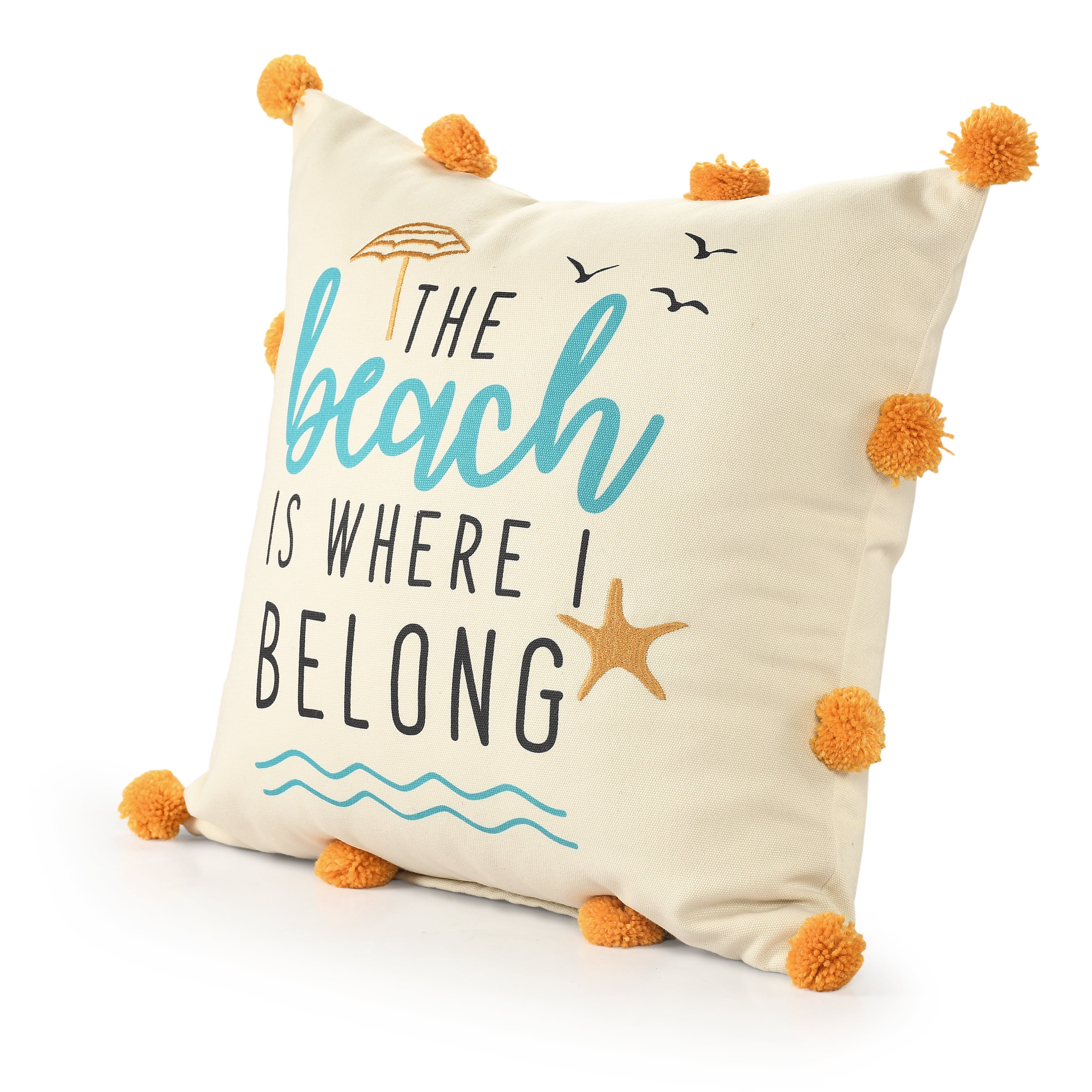Harlow Hill Afton 20" x 20" Orange/Beige Text Performance Adult Decorative Throw Pillow Cover
