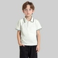 thumbnail image 2 of Little Boys Polo Shirts White Uniform Shirts for Boys Summer Shirt with Short Sleeves Boys Clothes Size 7-8 Years, 2 of 4
