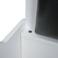 thumbnail image 3 of Wood Twin Size Race Car Bed with LED and Upholstered Backrest,  Car-Shaped Platform Bedframe with Wheels and Rails,White, 3 of 7