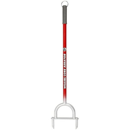 Garden Weasel Core Garden and Lawn Aerator Grow Grass Evenly, Provides nutrients to lawn, Features comfort grip handle and made from Carbon Steel, Red and Silver