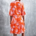 thumbnail image 5 of Vestido de manga acampanada con cuello en V y pintura Floral de vendaje de media manga de verano para mujer a la moda Fridja  qw5313, 5 of 5