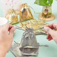 thumbnail image 3 of 60pcs Gold Organza Drawstring Gift Bags, 12x9cm &7x9cm for Jewelry Candy Wedding Party, 3 of 5