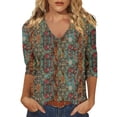 thumbnail image 2 of MAIHAN 3/4 Length Sleeve Womens Tops Loose Fit Casual Blouse V Neck Tops for Women Summer Lightweight Work Top Beach Cover Up(#10Green,M), 2 of 4