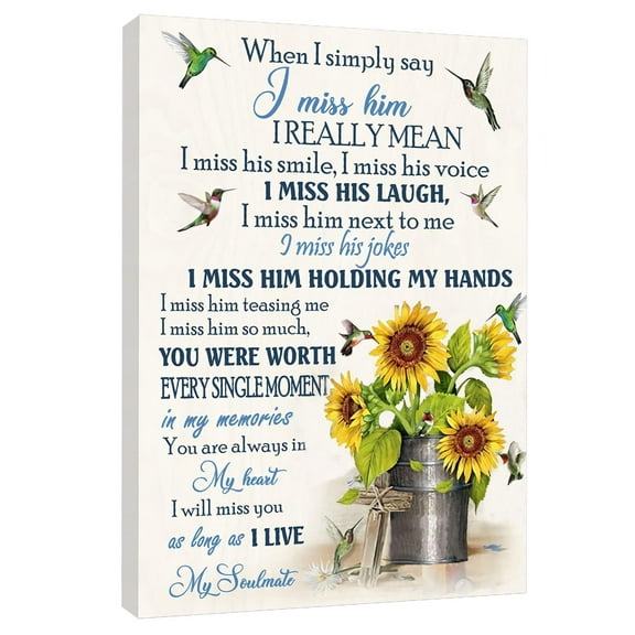 When I Simply Say I Miss Him Wall Art My Soulmate Poster Hummingbird Canvas Wall Art For Home Office poster