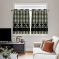 thumbnail image 5 of Sage Green Black Plaid Kitchen Curtains Short 45 Inch Length, Vintage Star Buffalo Check Rustic Grommet Top Bedroom Living Room Curtains, Light Filtering Cafe Curtain Drapes 2 Panels Set 84''x45'', 5 of 9