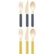 Perfect Stix Game Day Set Blue and Yellow-36ct Game Day Wooden Cutlery Sets, Blue and Yellow (Pack of 36)