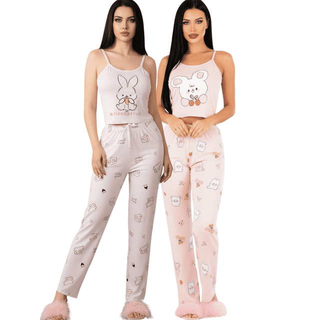 Set De 2 Conjunto Pijama Mujer Blusa Y Pantalón Dama Piyama Unitalla Pyjama