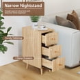 thumbnail image 4 of WIRRYTOR Modern Rounded Corner Narrow Nightstand with 3 Drawers, Slim Bedside Table with Tapered Legs, Natural Accent End Table, 4 of 9