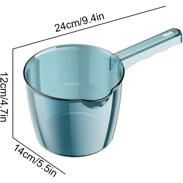Clear Plastic Bath Cup With Long Handle For Bathroom Kitchen Fruit Rinsing 10.5 in Total Length