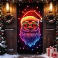 thumbnail image 6 of Christmas Door Curtain, Glow in the Dark Printed Door Cover with Santa and Snowman Designs, Hanging Holiday Decoration with Cord, 70.9 by 35.4 Inches - Santa Claus, 6 of 6