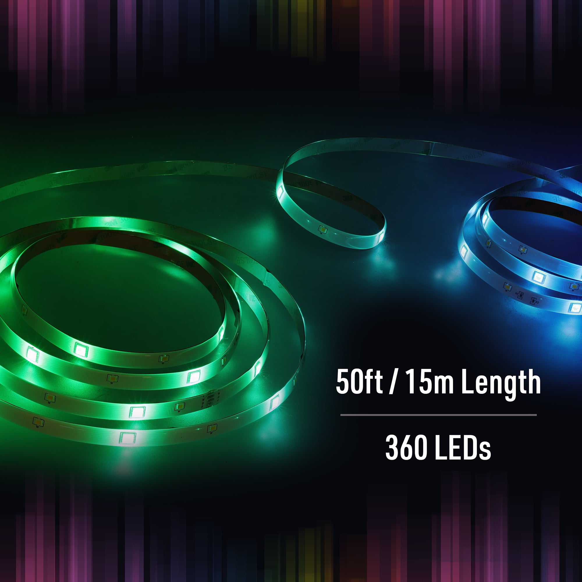 Xtreme Lit 50ft Indoor LED Strip Lights, Multicolor & White LED Lights for Bedroom, Sound Reactive, Remote Control