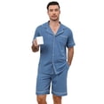 thumbnail image 4 of Men’s Cotton Pajamas Set - Button-Down Shirt & Pants with Pockets, Soft Breathable Sleepwear & Loungewear, Sizes S-2XL, 4 of 11