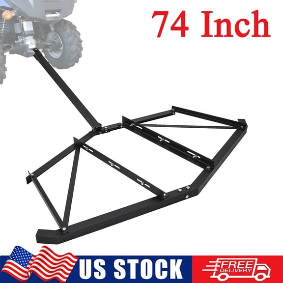 74" Adjustable Harrow Drag Tow Behind Dethatcher Grader for ATV UTV Lawn Tractor