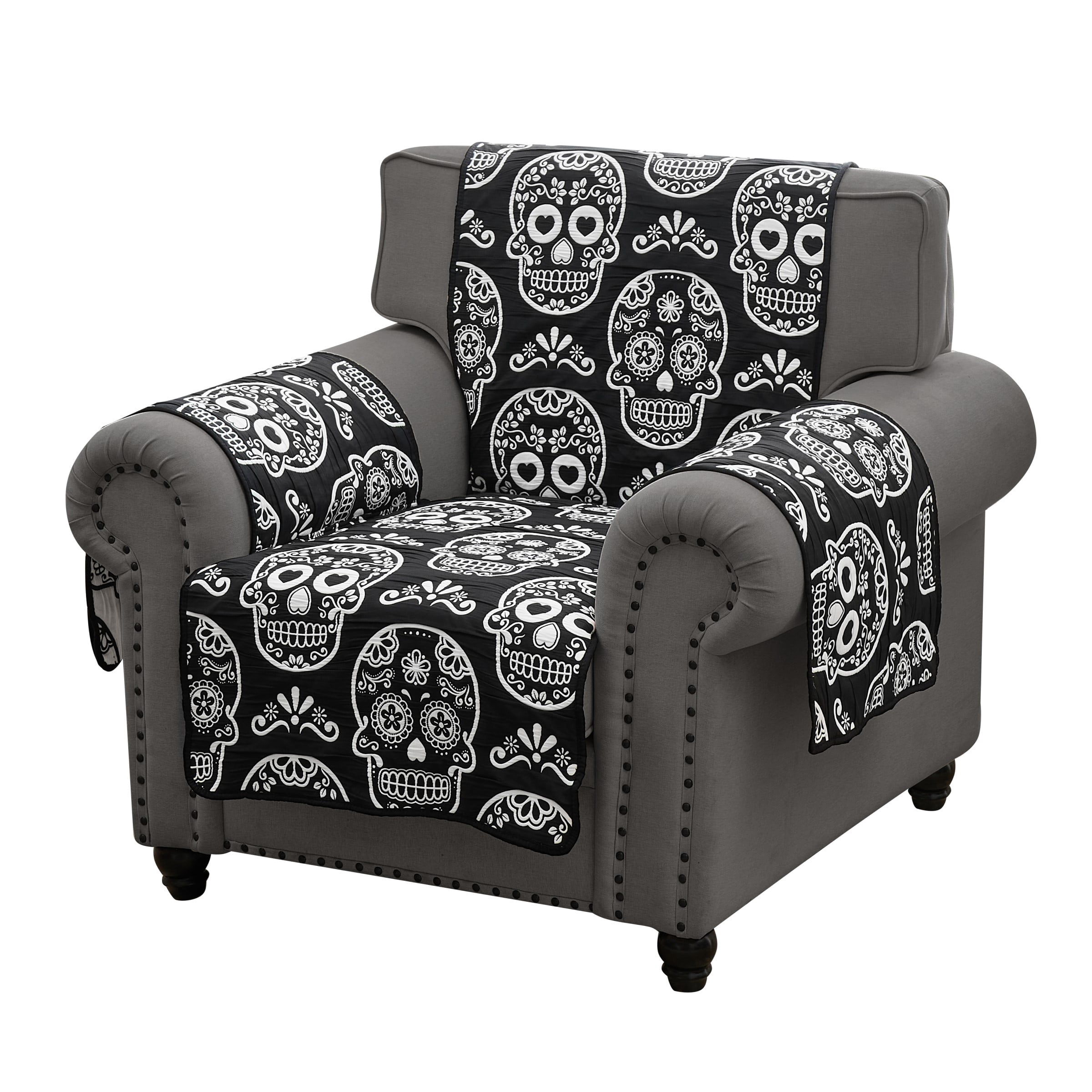 Greenland Home Fashions Sugar Skull Jacqard Woven Reversible Slipcover/Furniture Protector, Armchair