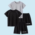thumbnail image 4 of Odeerbi Conjunto Deportivo de Niños de 2 Paquetes Con Rayas Reflectantes, Trajes Deportivos de Secado Rápido Transpirable, Conjunto de Pantalones Cortos de Camiseta de 2 Piezas, 5-12 Años, 4 of 8
