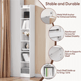 thumbnail image 4 of FullFurnique 7-layer Simple Slim Bookcase with Top Open Compartment, White, 4 of 9