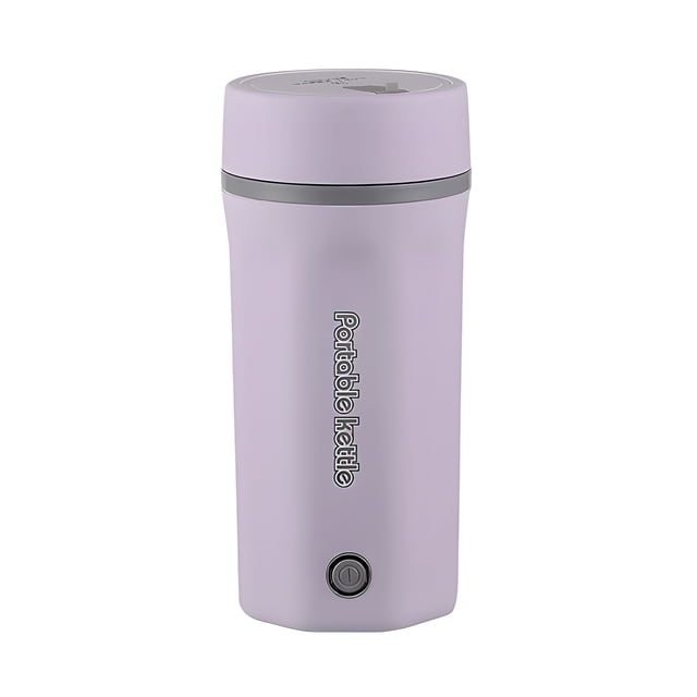Graflsoa Compact 500ML Travel Electric Kettle with Double Insulation, Fast Heating, and 5-8 Hours Heat Retention for Office, Dorm, Car, and Hotel Use - Purple, 110V US Plug