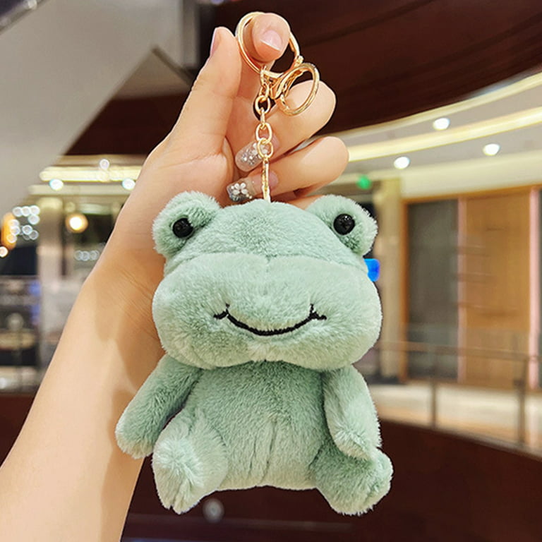 LIWEN 14cm Lovely Sweet Smile Frog Doll Plush Keychain Soft Decoration  Stuffed Animal Pendant Girls Toy Gift