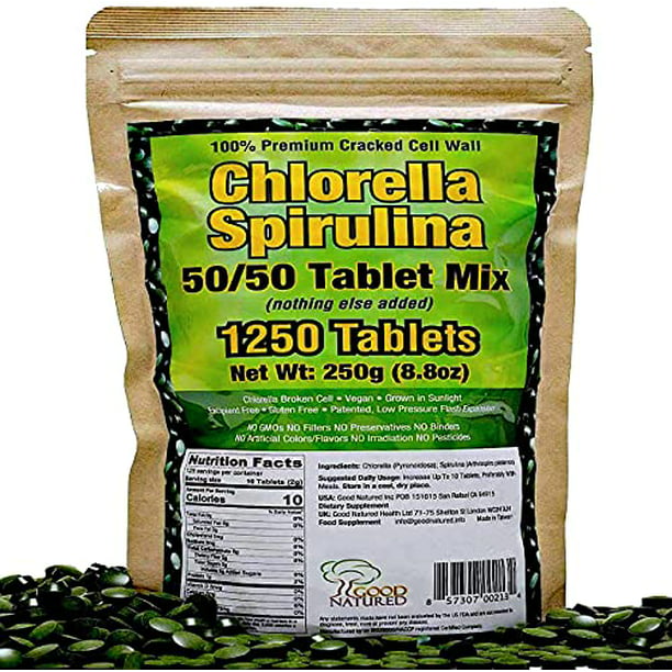 Email Logisch vriendelijk Premium Chlorella Spirulina | 1,250 TABLETS (4 Months Supply) | NON-GMO |  Vegan | Sunlight Grown | Deep Green Color | Cracked Cell Wall | Alkalizing  | High Protein with Iron, Zinc, Chlorophyll | by Go - Walmart.com