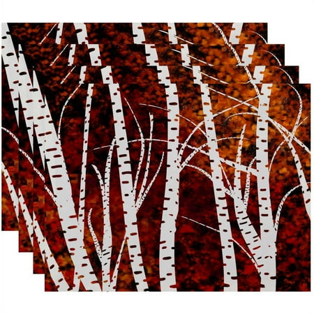 

Simply Daisy 18 x 14 Birch Trees Floral Print Placemats Set of 4
